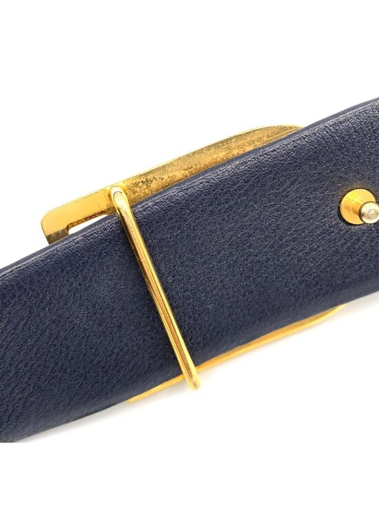 Dior Trotter Leather Canvas Navy Belt Gold main image 8